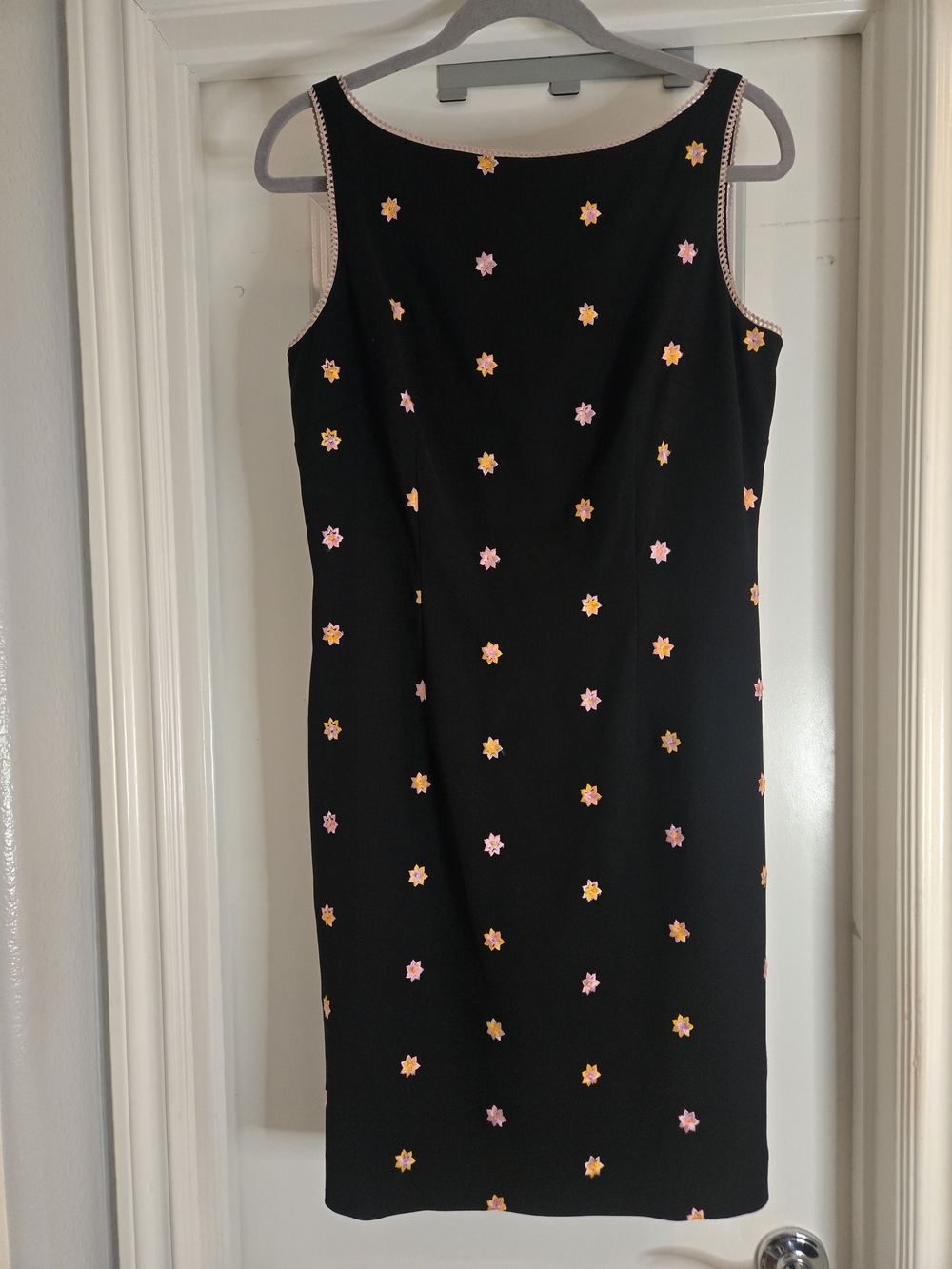 Nicole Miller Vintage Black Mini Dress Floral Embroidery, Size 10